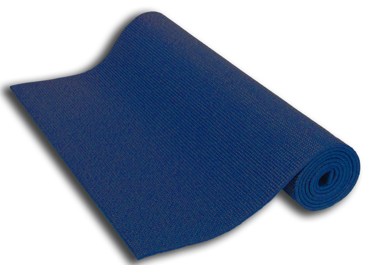 Navy blue kids yoga mat rolled, thick padded exercise mat for kids