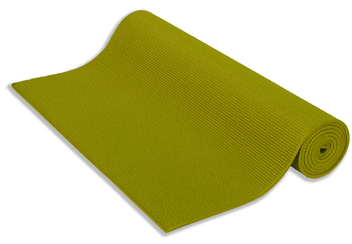 Green kids yoga mat rolled, eco-friendly non-slip play and fitness mat