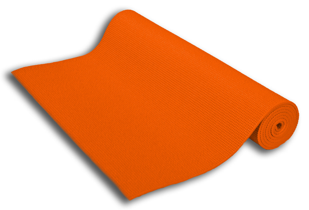 Orange kids yoga mat rolled, bright durable yoga mat for children