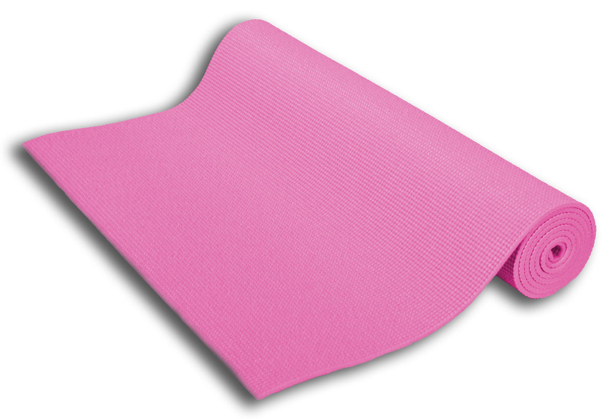 Light pink kids yoga mat rolled, cushioned eco-friendly yoga mat for kids