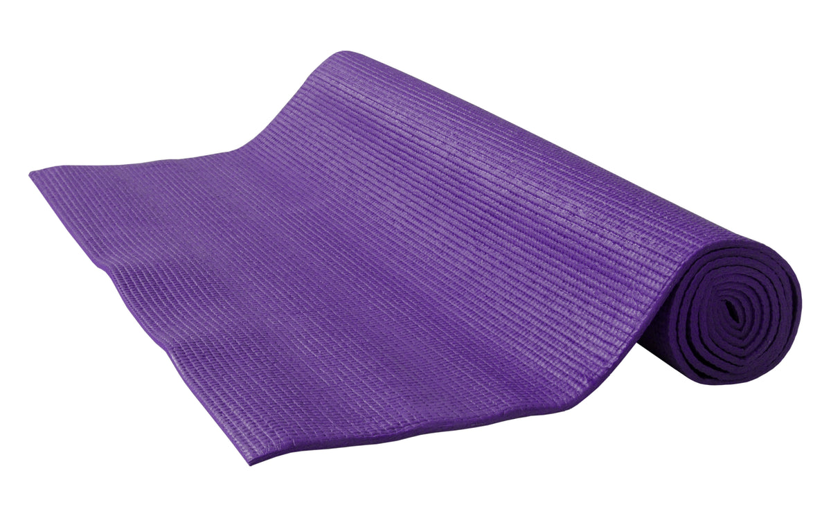 Purple yoga mat rolled up lightweight non slip fitness exercise mat 68 x 24 inches