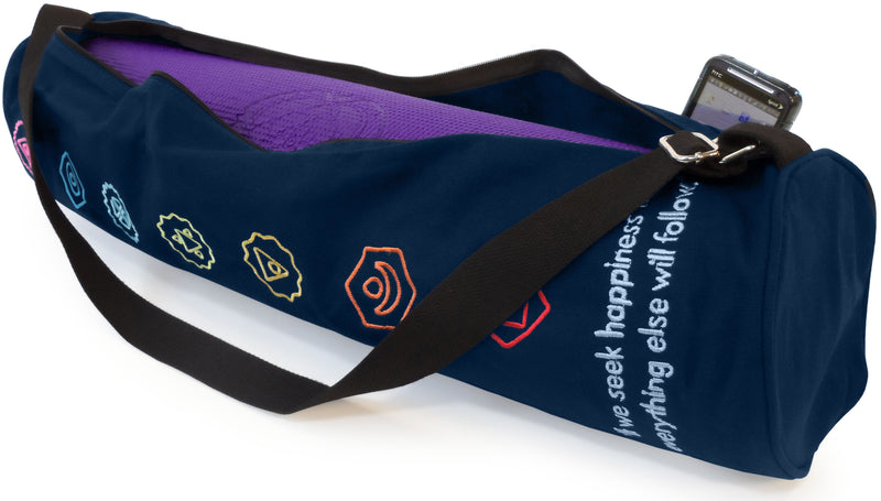 Shop online for handmade yoga mat bags with yoga pose embroidery
