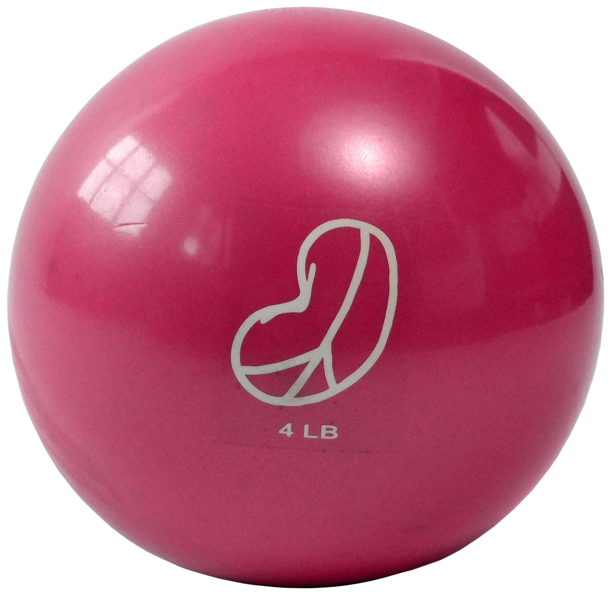4 pound soft weighted fitness ball with bean peace logo