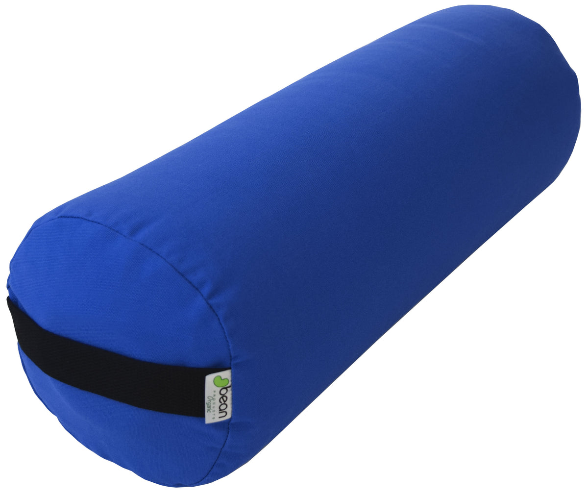 Royal blue round yoga bolster with organic cotton fabric, cylindrical support cushion for yoga, meditation and posture alignment