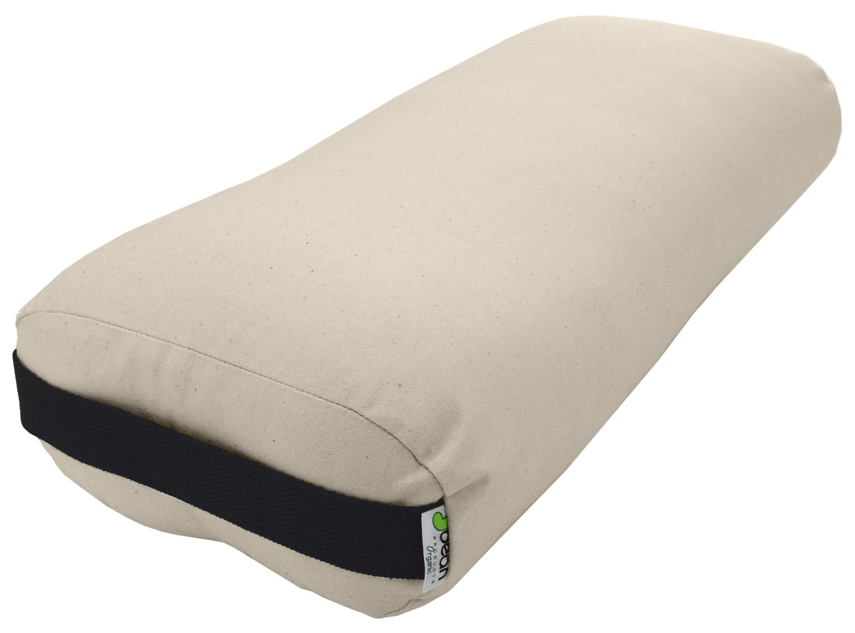 Premium organic cotton yoga bolster rectangular beige cushion firm meditation support pillow minimalist yoga prop