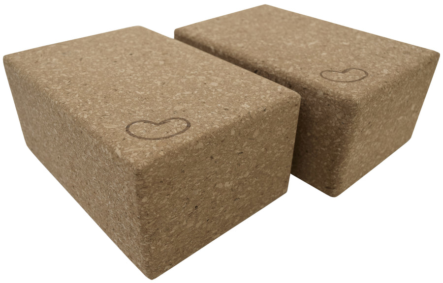 Cork yoga block set of 2, eco-friendly cork wood blocks with beveled edges, 9 x 6 x 3 inches, sturdy non-slip support