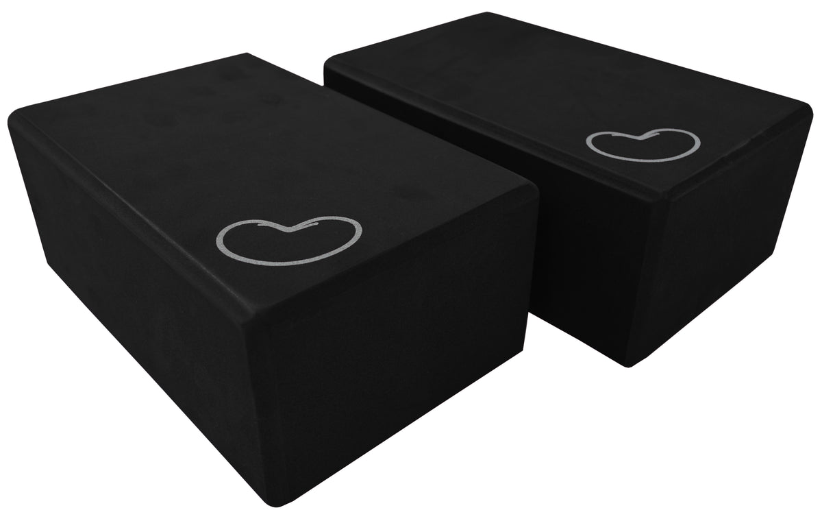 Black yoga block set 2 pack highlighting sturdy foam material for stability during yoga practice