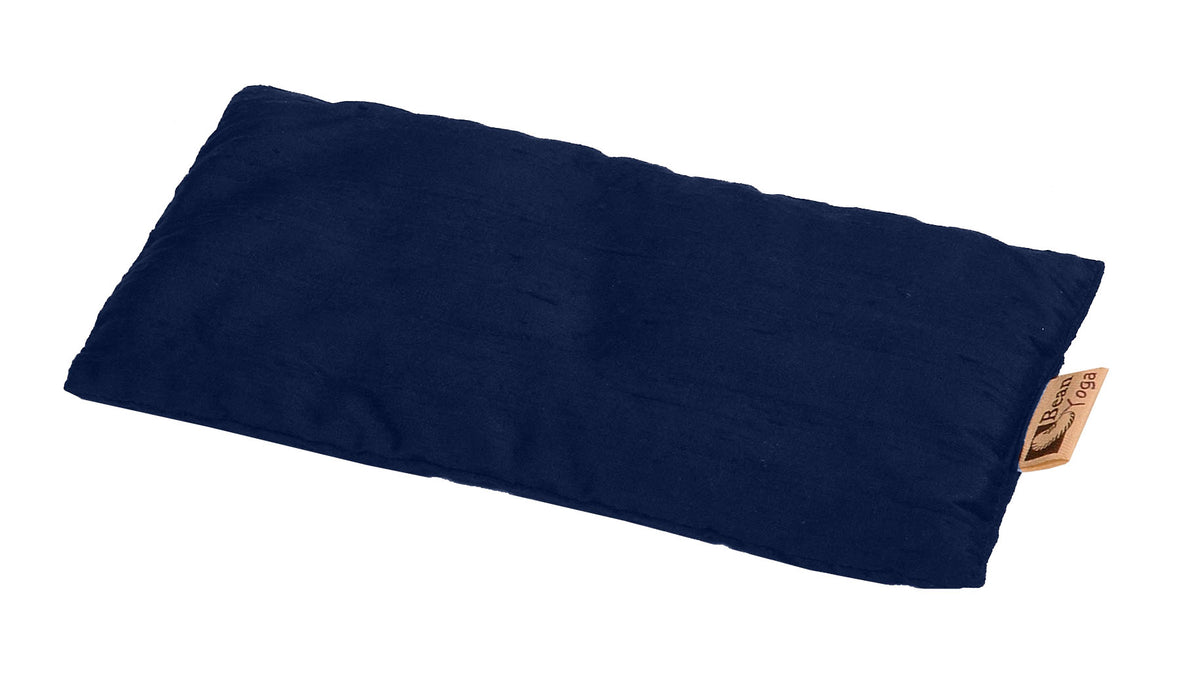 Navy blue silk eye pillow small, smooth fabric, calming sleep accessory