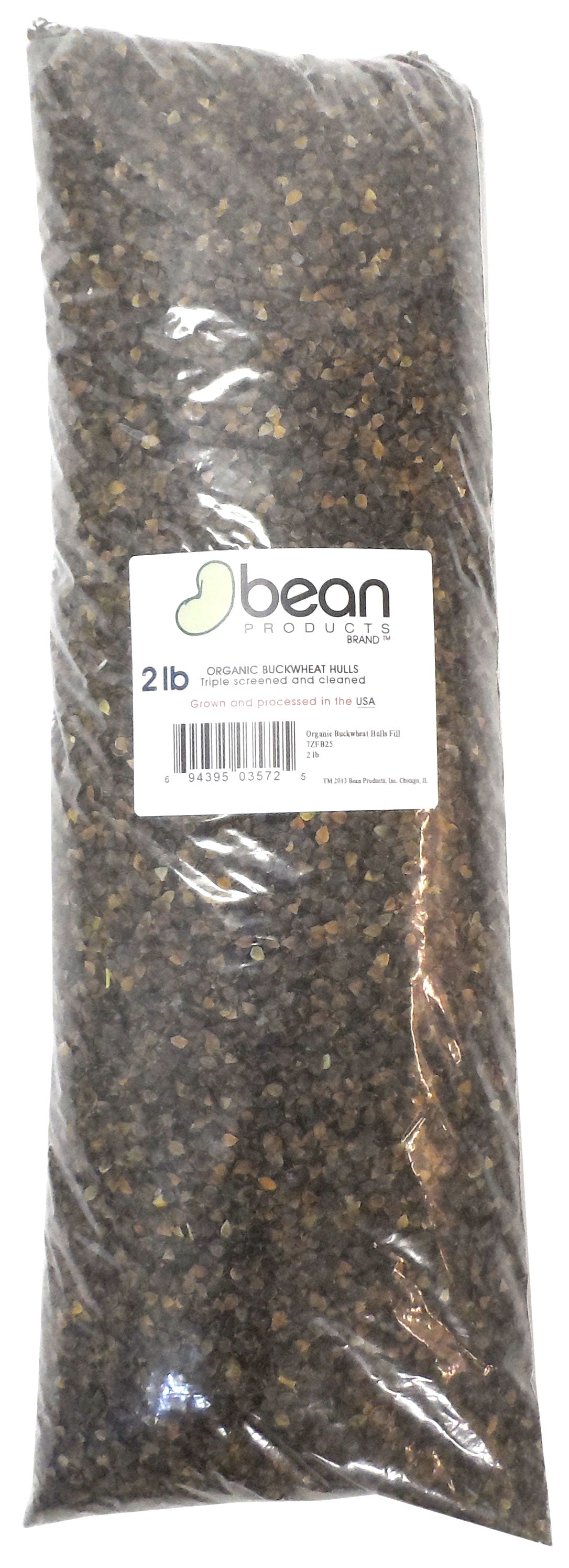 Tall refill bag of organic buckwheat hulls for cushion and pillow filling