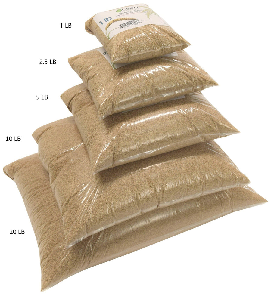 organic millet hull filling for pillows and crafts made in usa several weights and sizes made in usa