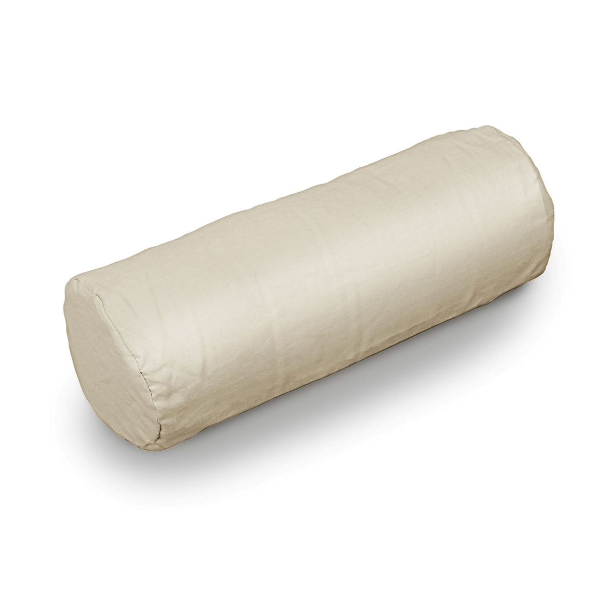 Natural beige European linen neck roll pillowcase, neutral linen bolster pillow cover for minimalist bedding.