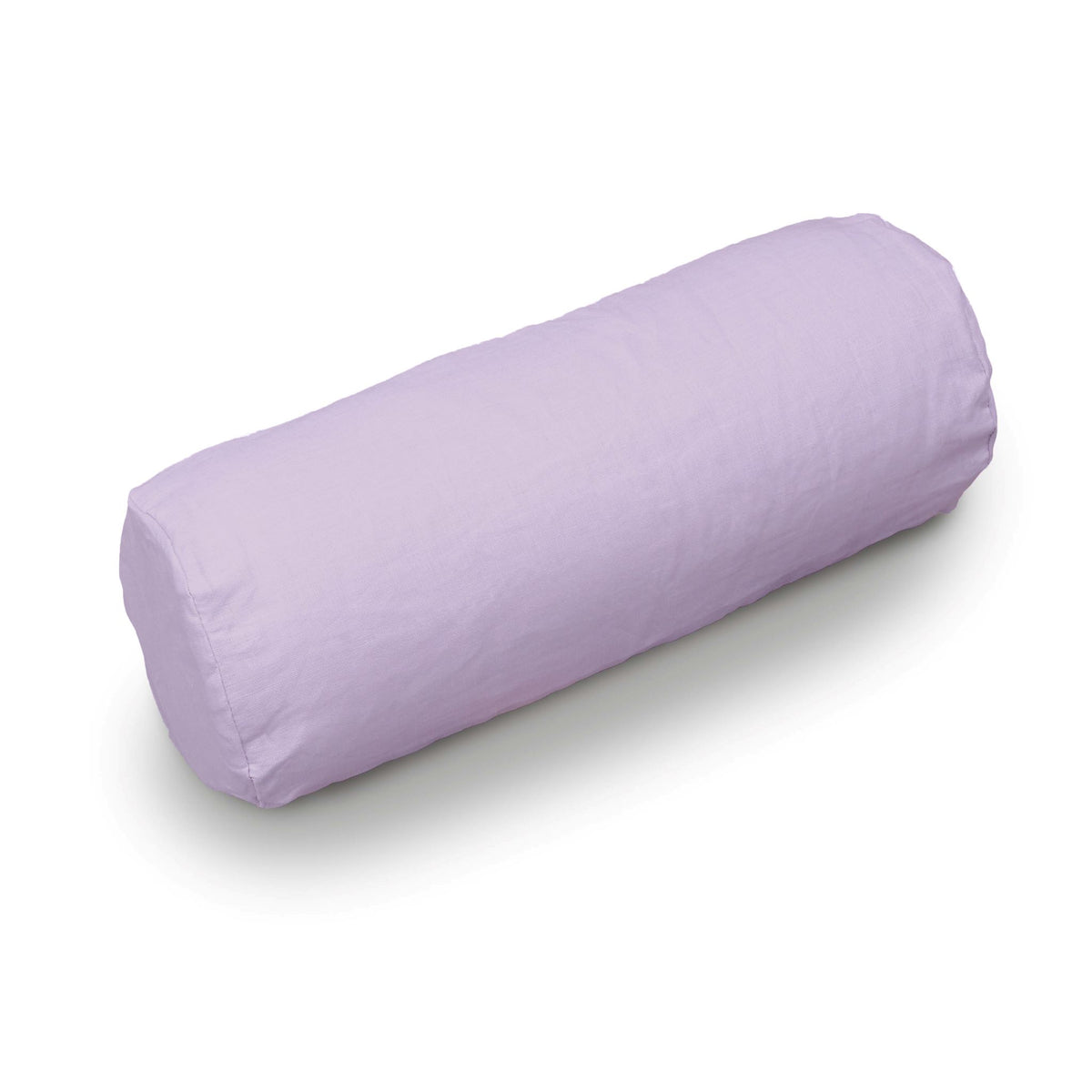 Lavender European linen neck roll pillowcase, pastel linen bolster pillow cover for soft bedroom decor.