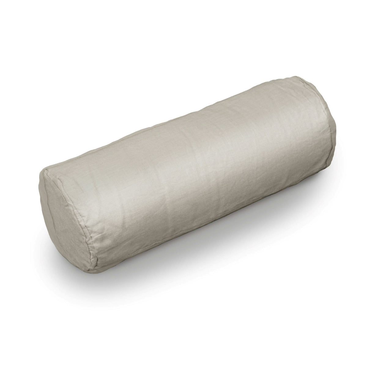 Light grey European linen neck roll pillowcase, minimalist linen bolster pillow cover for modern bedroom.