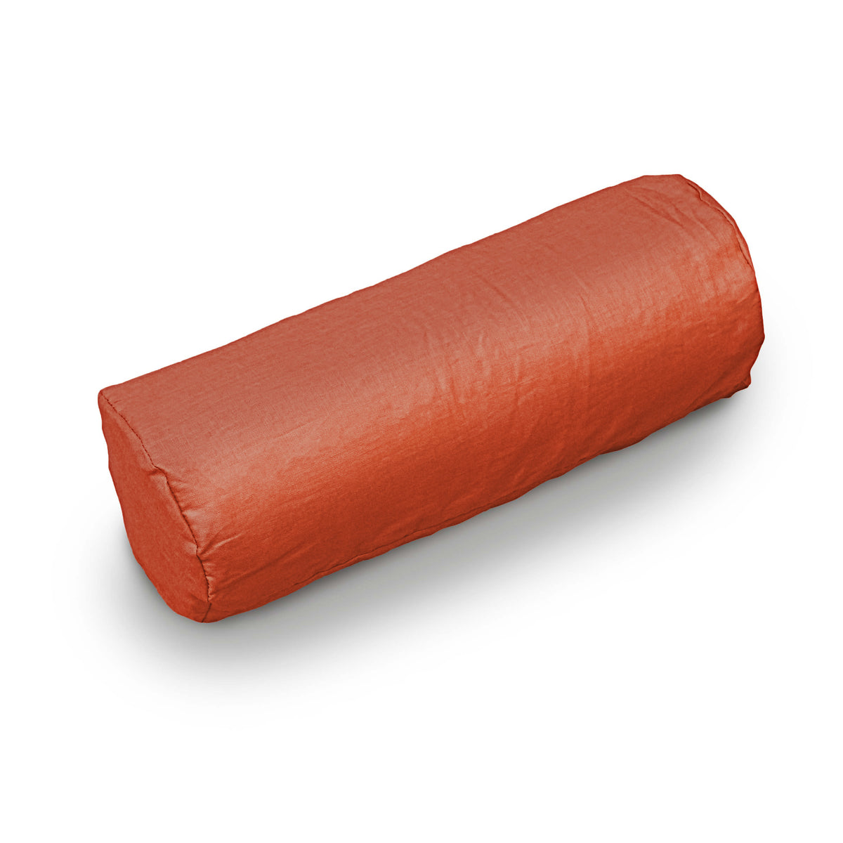 Terracotta European linen neck roll pillowcase, soft breathable bolster pillow cover for modern bedroom decor.
