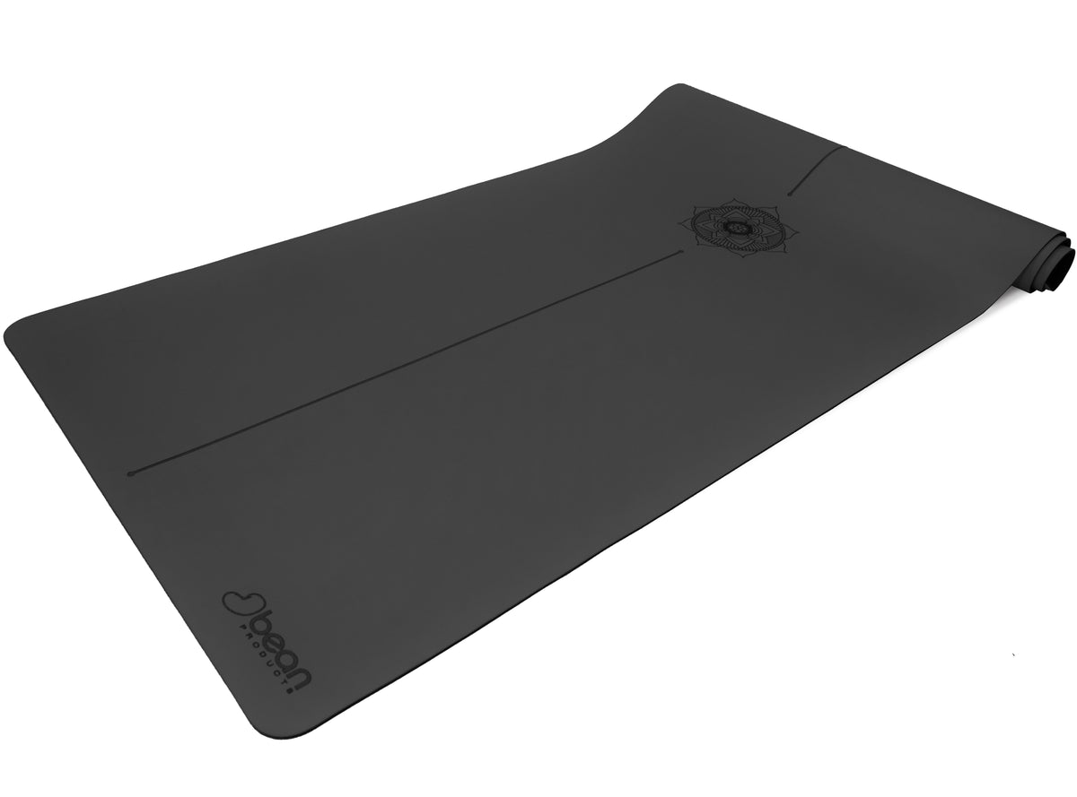Charcoal gray yoga mat non-slip natural rubber PU material top view
