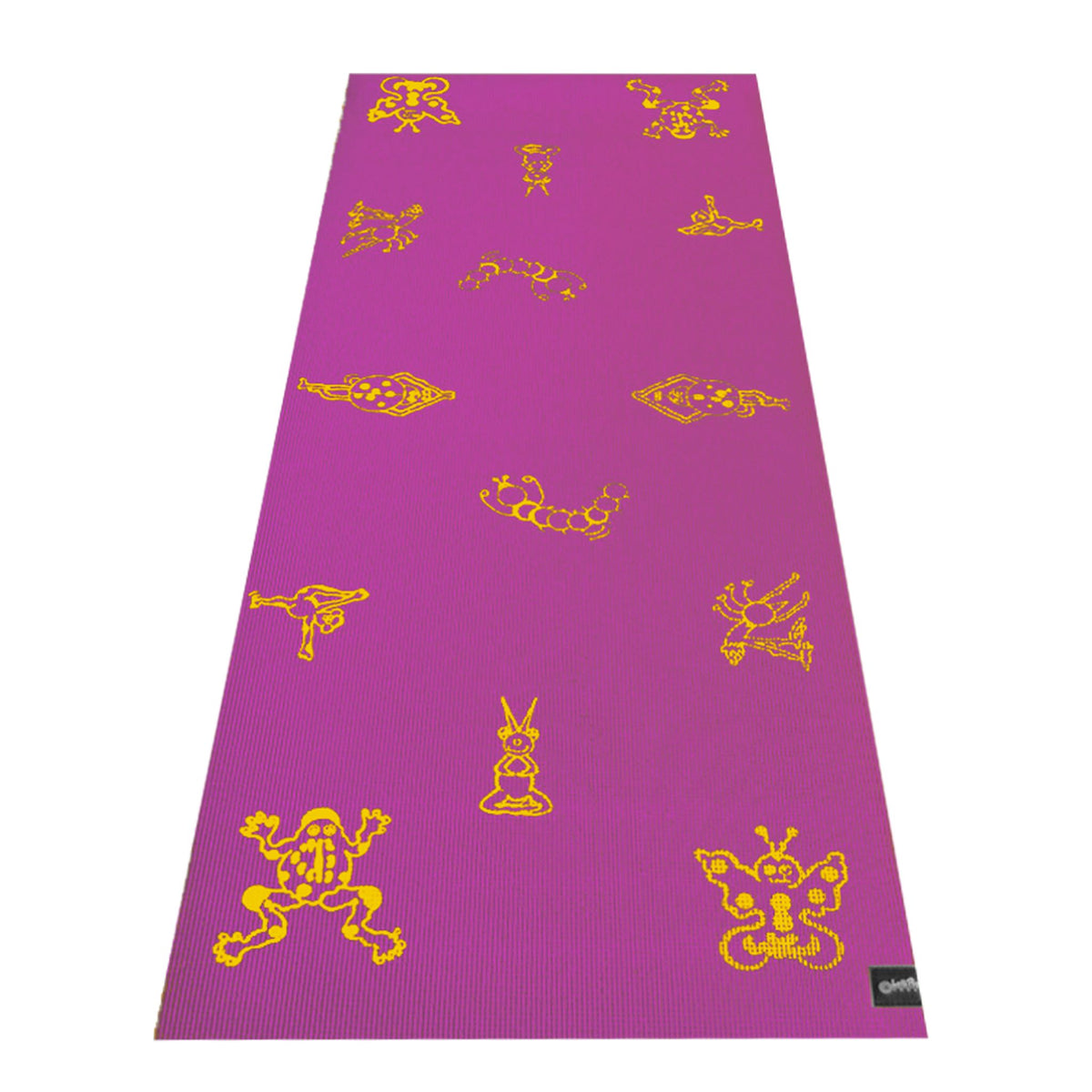 Purple emoji yoga mat with fun animal prints, kids exercise mat full design