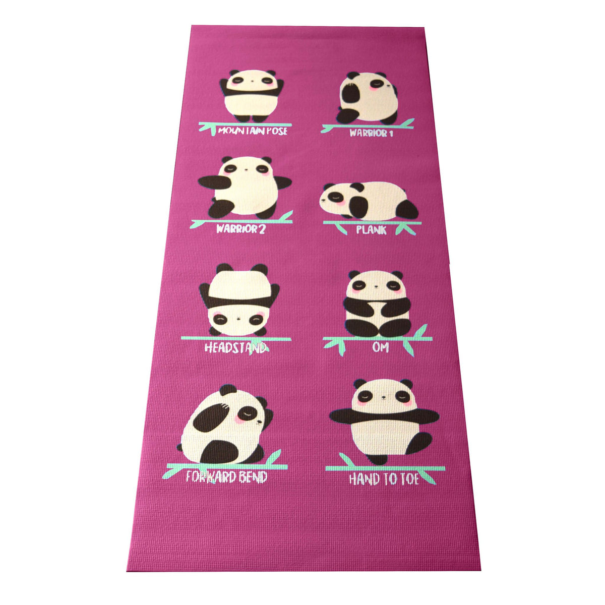 Pink panda print kids yoga mat, fun design eco-friendly exercise mat