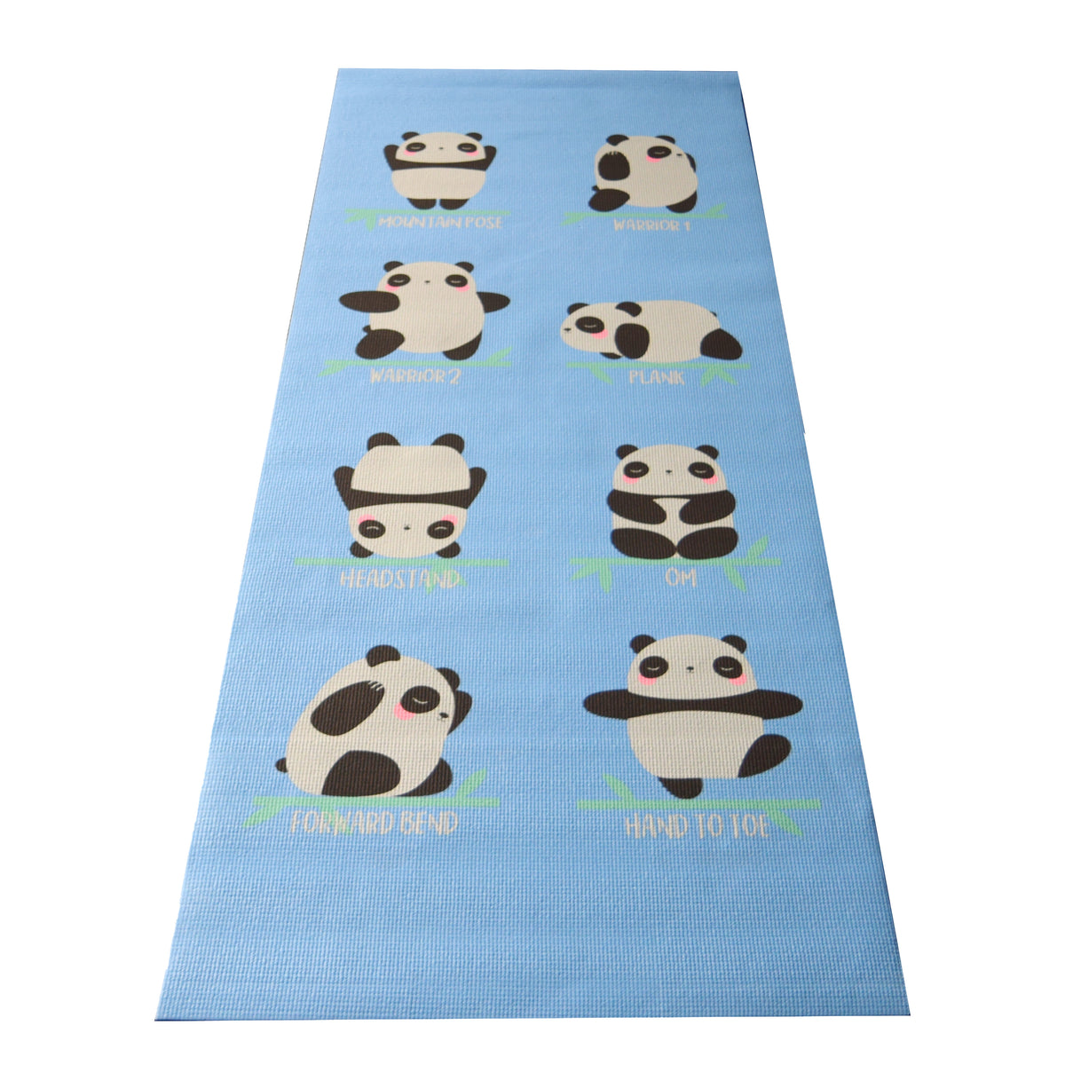 Blue panda print kids yoga mat, cute animal design for children fitness