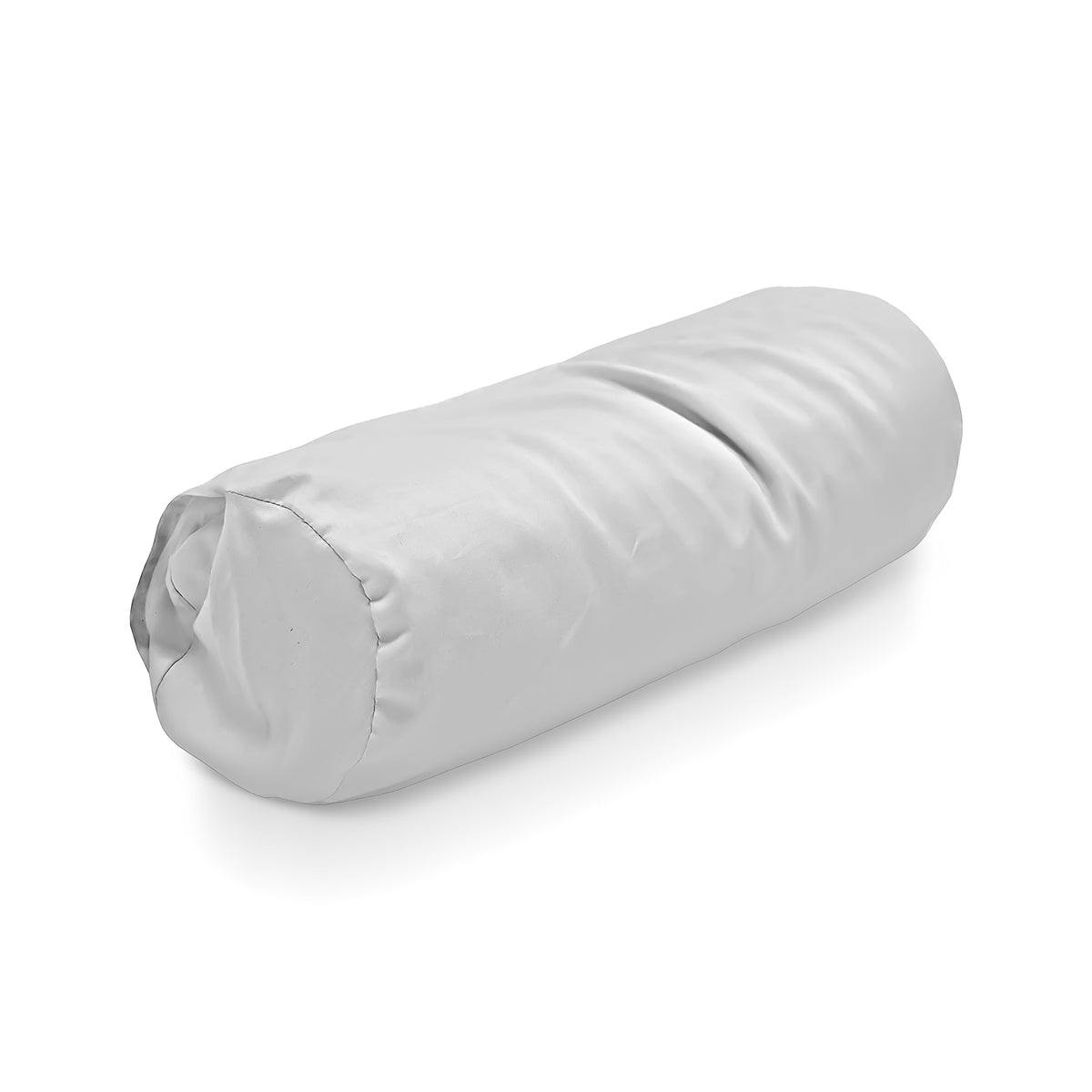White neck roll pillow with smooth organic cotton fabric finish
