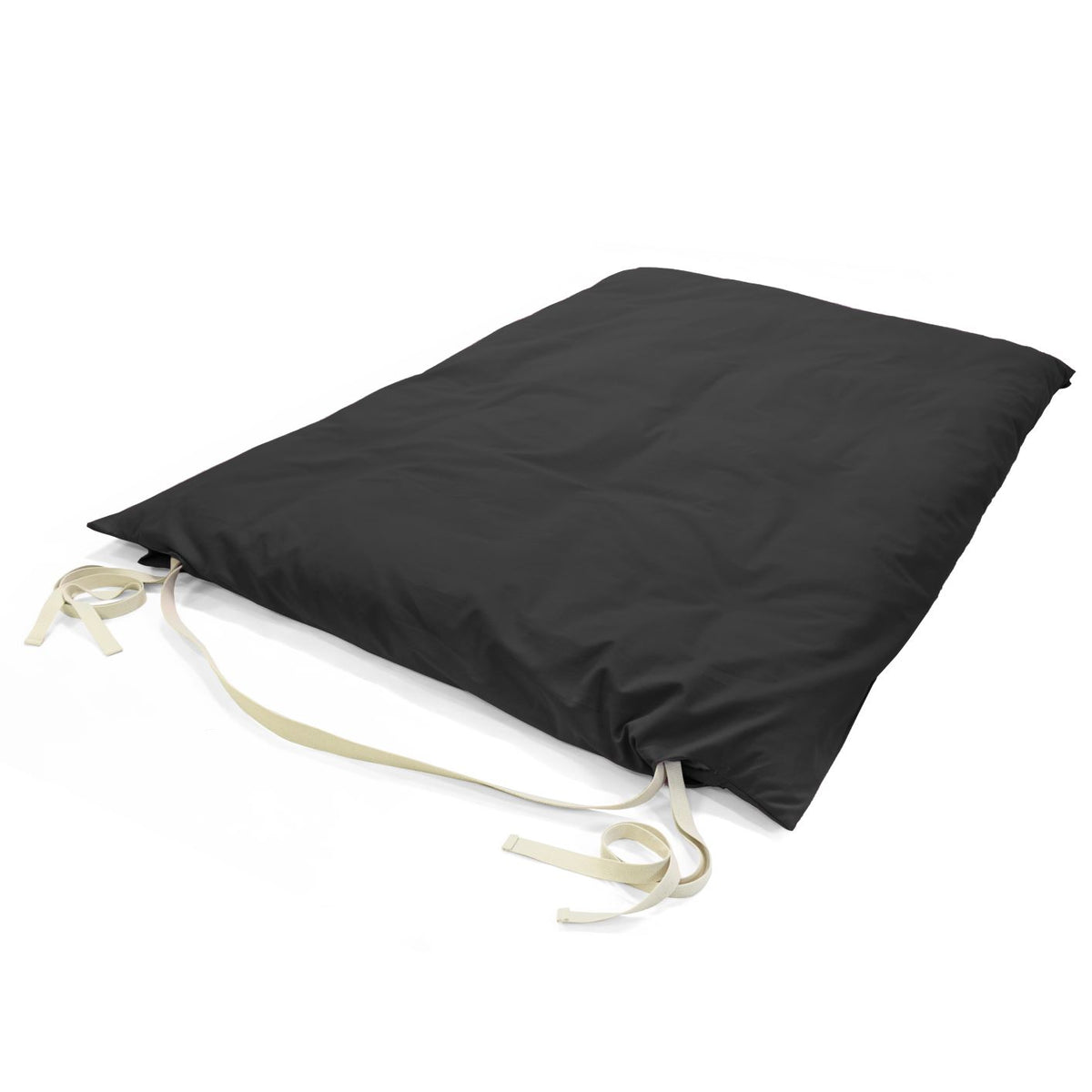 Black cotton Thai massage mat folded flat, no cover