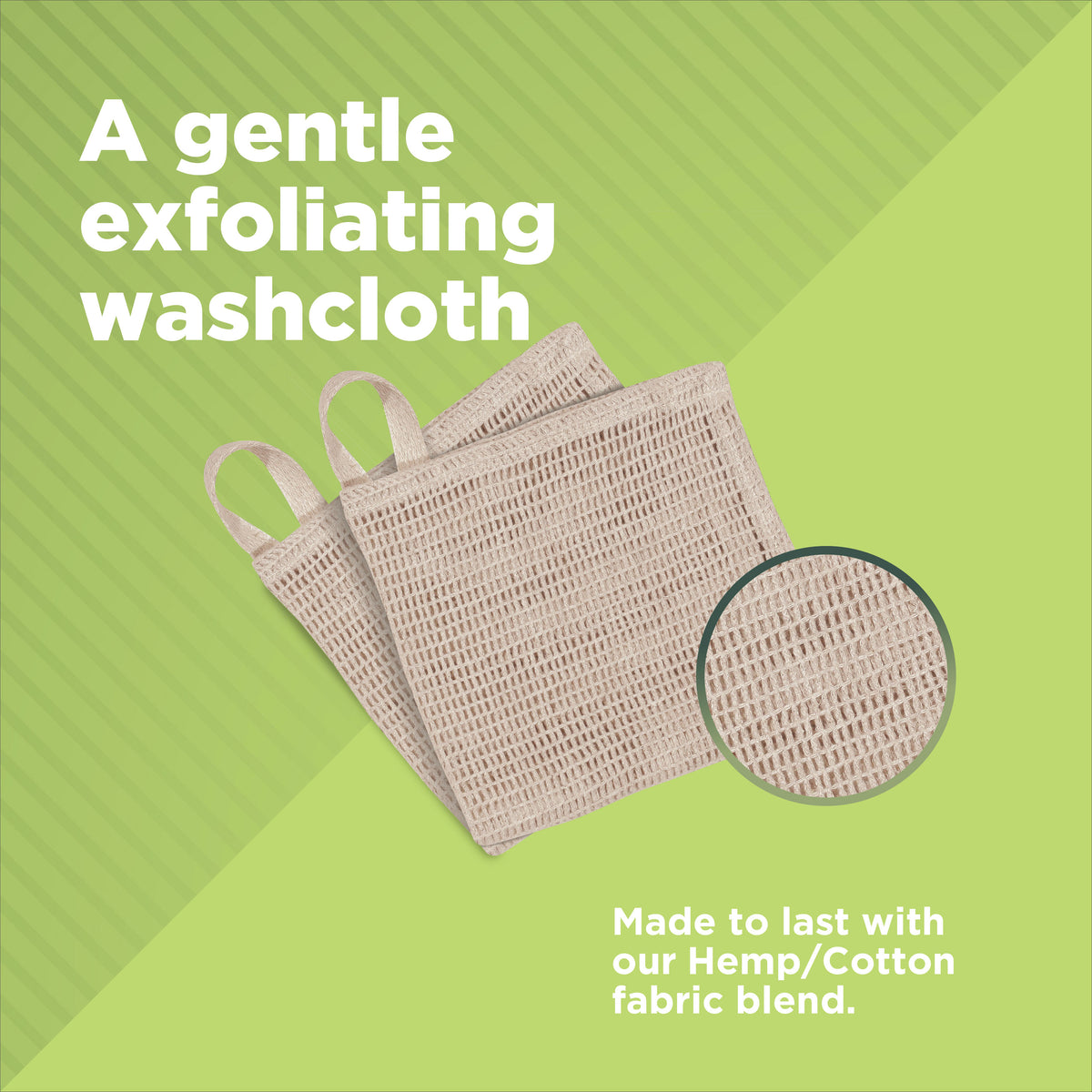 Gentle exfoliating hemp washcloth, organic cotton eco bath cloth