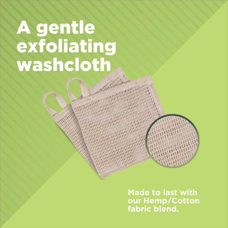 gentle exfoliating hemp washcloth he/cotton fabric