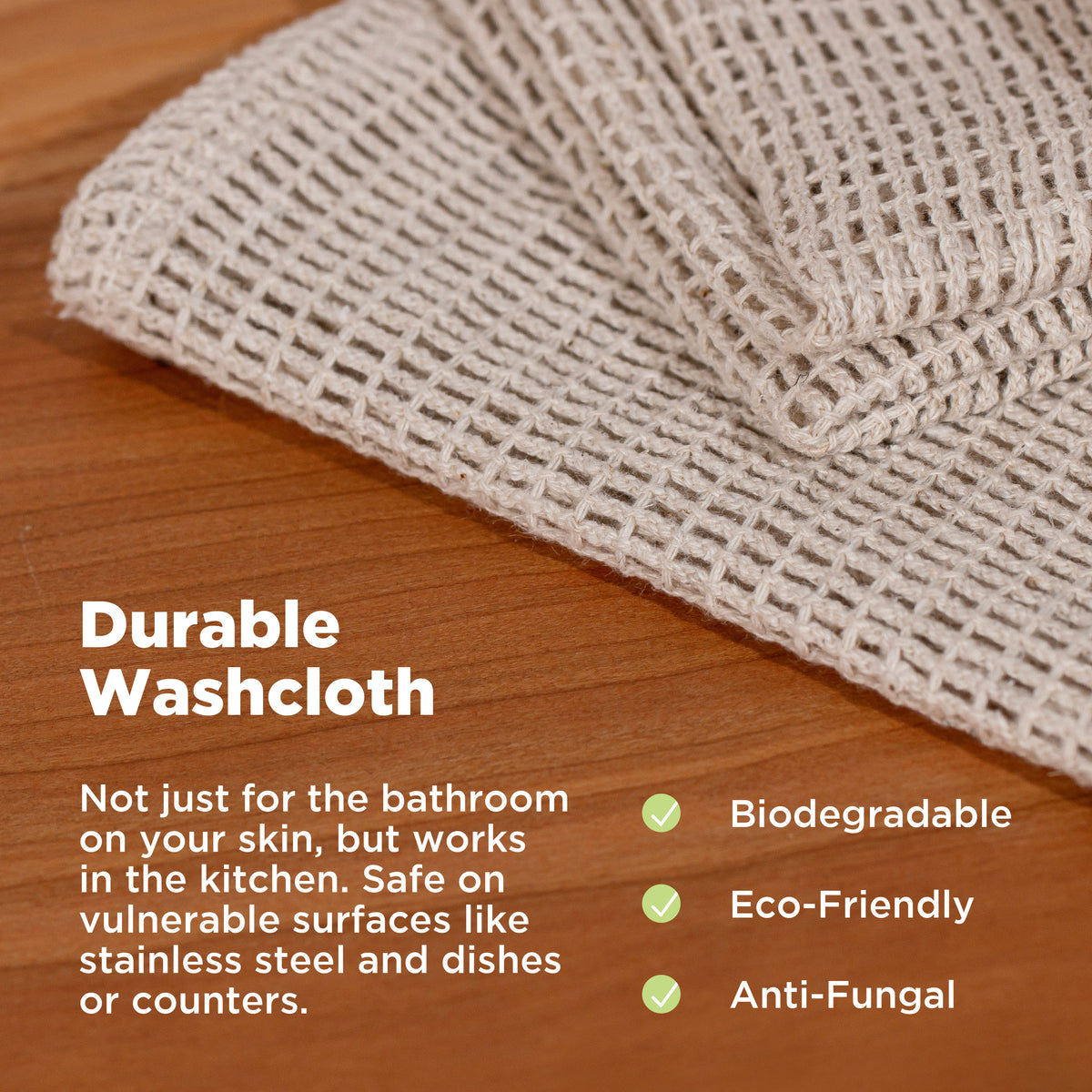 Durable hemp organic cotton washcloth, long lasting textured bath cloth