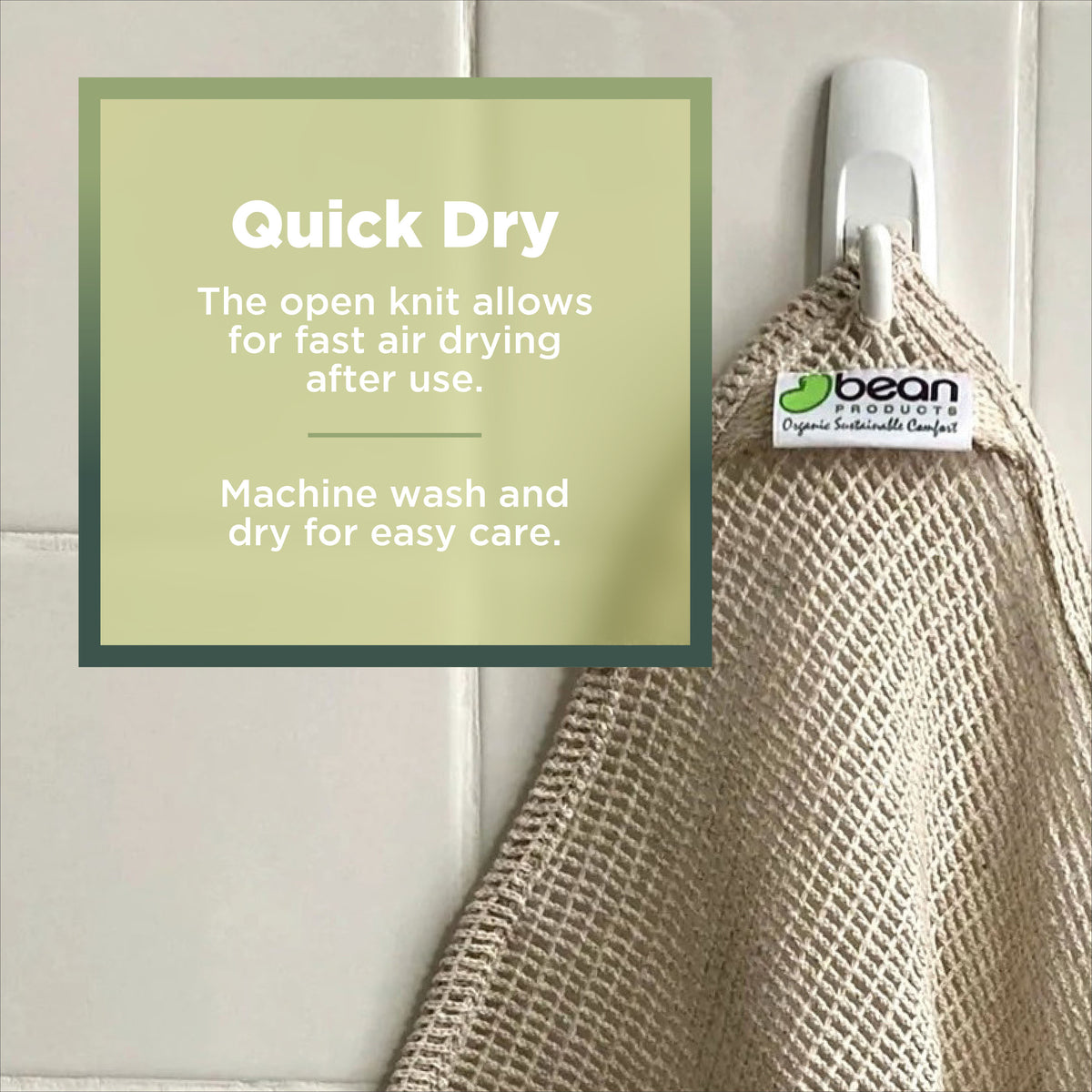 Hemp organic cotton washcloth quick dry, eco-friendly soft textured bath cloth