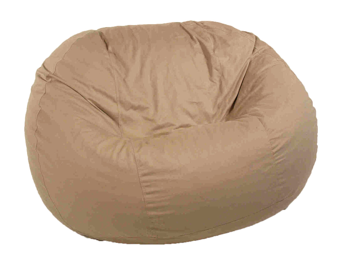 Beige cotton bean bag loveseat oversized indoor comfort chair