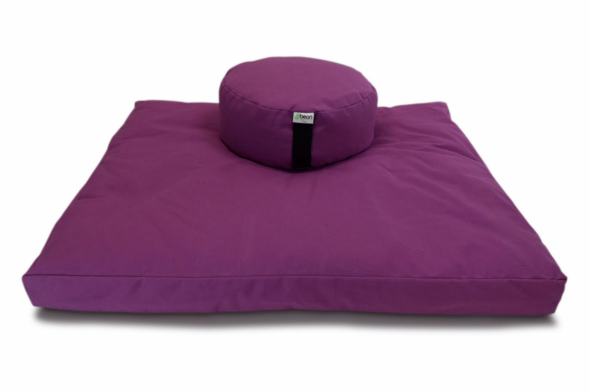 Purple meditation cushion set zafu and zabuton cotton round standard