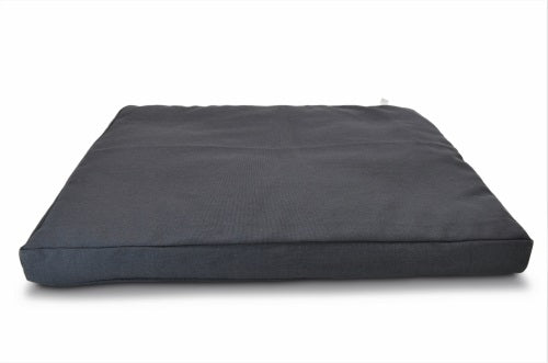 Zabuton meditation base cushion small travel size in gray hemp fabric with recycled cotton interior