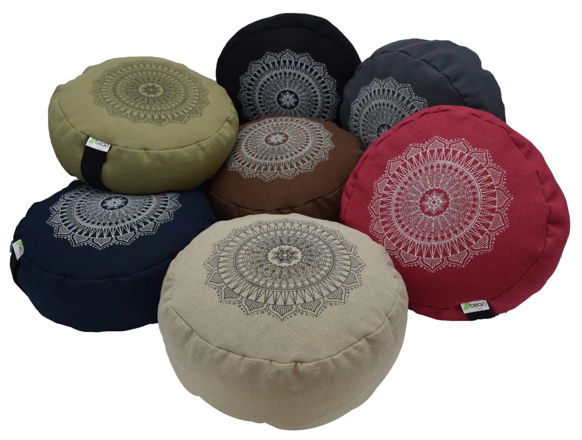 Zafu Meditation Cushion - Hemp, Round, Mandala Design - Made in USA – Bean Products