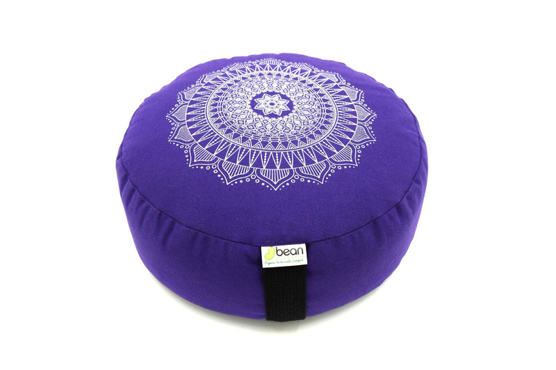 Round Zafu Yoga Meditation Cushion with Organic Buckwheat Fill in Purple