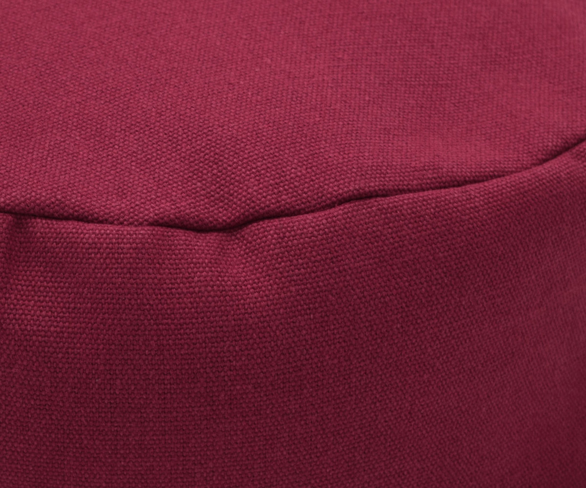 Burgundy cotton bean bag loveseat fabric texture close-up