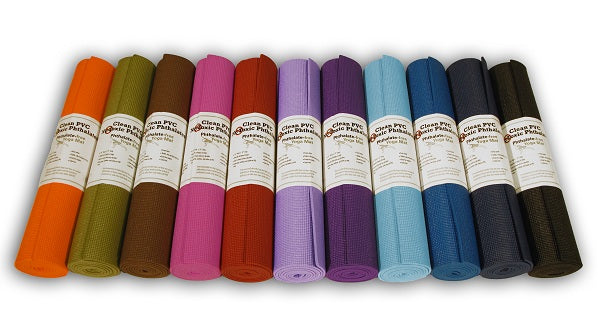 Stacked eco friendly yoga mats in assorted colors showing variety, 6mm thick non toxic phthalate free fitness mats