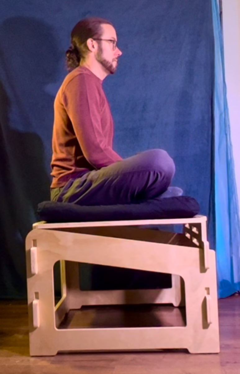 Meditation sitting chair with ergonomic angled seat for comfort