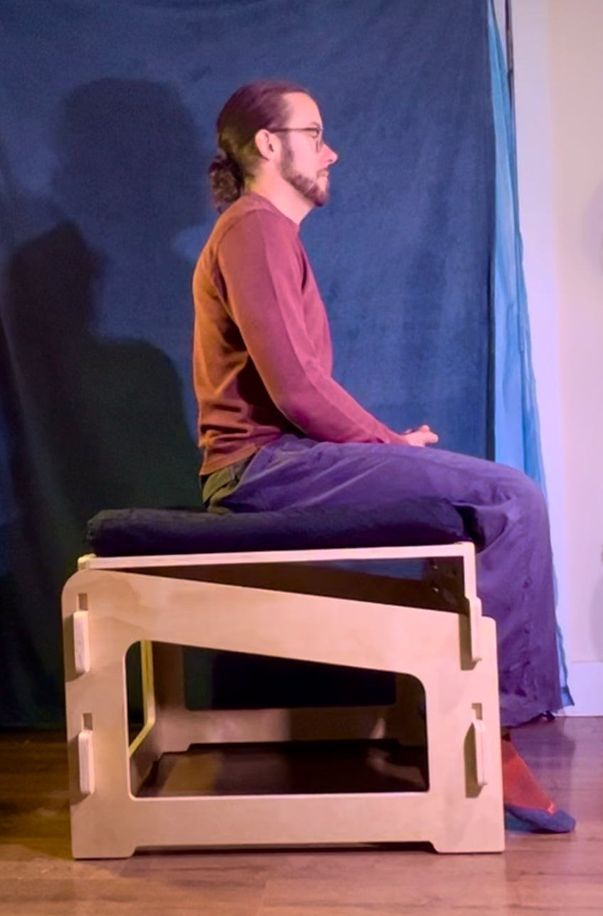 Adjustable wooden meditation platform chair for home practice