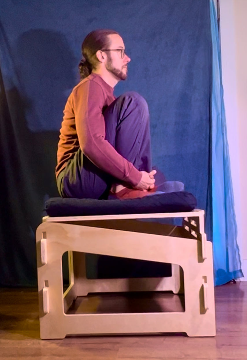 Active sitting chair used for mindful posture and meditation practice