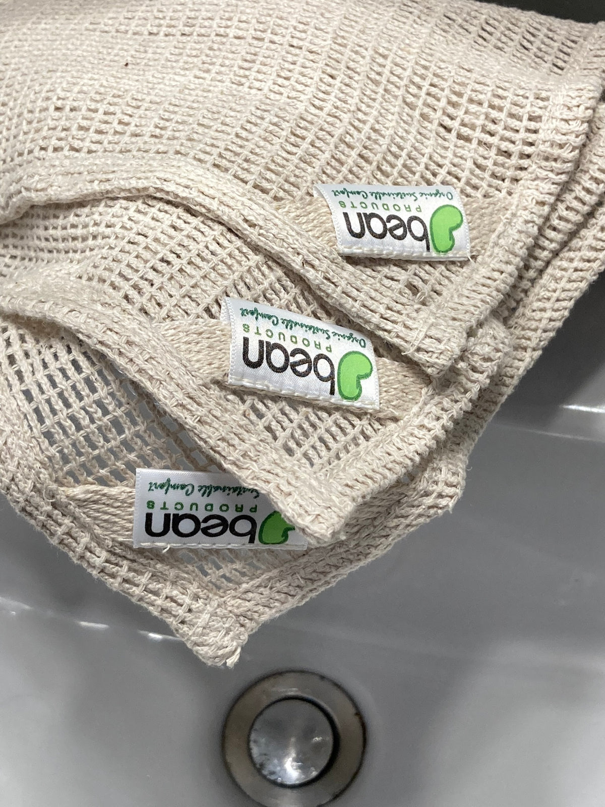 Folded hemp organic cotton washcloths, eco-friendly textured bath cloth set