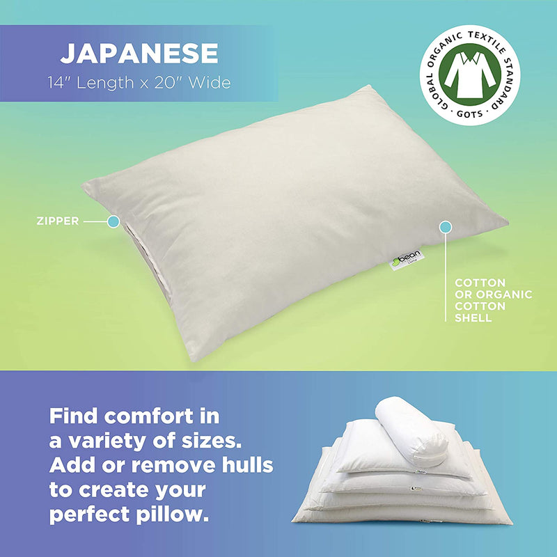 Japanese size 14 x 20 inches millet hull pillow