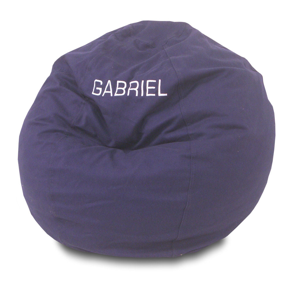 Purple ComfyBean adult bean bag lounger with cotton cover and stitched branding