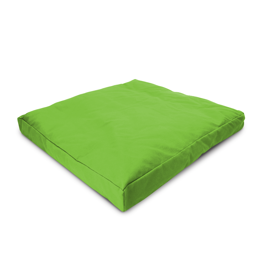 Green organic cotton floor cushion for meditation compact square form