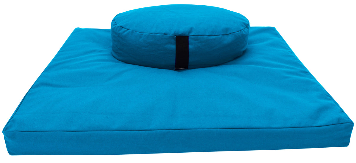 Turquoise meditation cushion set zafu and zabuton cotton round standard