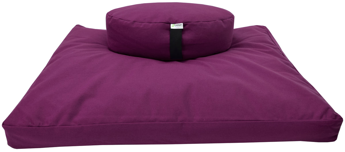 Burgundy meditation cushion set zafu and zabuton cotton round standard