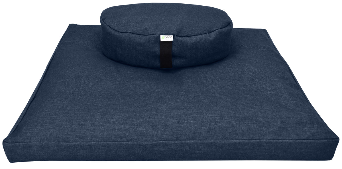 Dark navy meditation cushion set zafu and zabuton cotton round standard