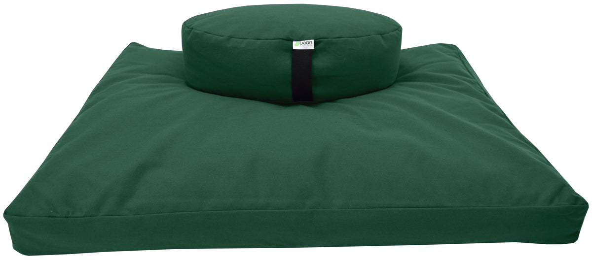 Green meditation cushion set zafu and zabuton cotton round standard