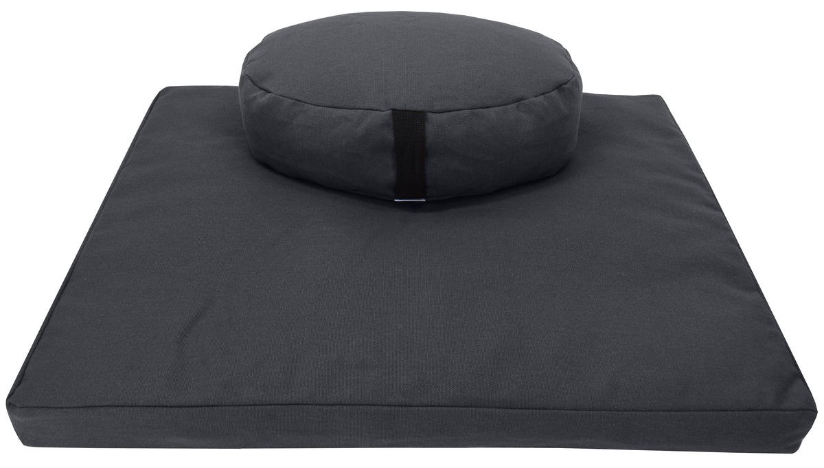 hemp zafu and zabuton set made with hemp fabric and filled with organic buckwheat hulls