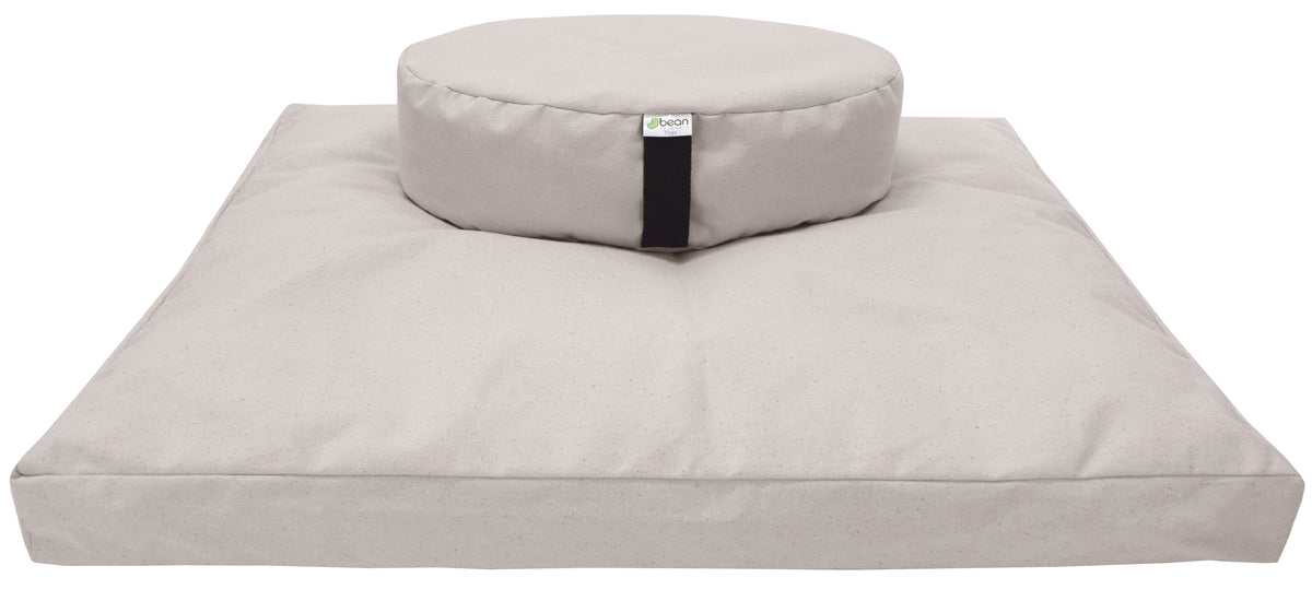 Off white meditation cushion set zafu and zabuton cotton round standard