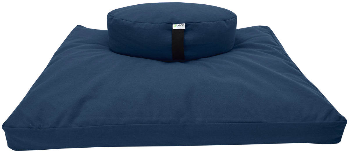 Indigo blue meditation cushion set zafu and zabuton cotton round standard