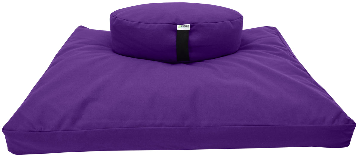 Purple meditation cushion set zafu and zabuton cotton round standard
